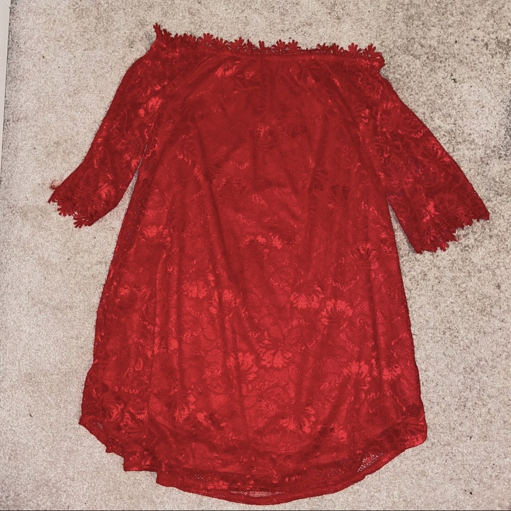 Red lace dress